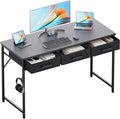 Pamray 47 Inch Small Computer Desk with 3 Drawers for Bedroom Study Writing Home Office Table for Small Spaces Grey