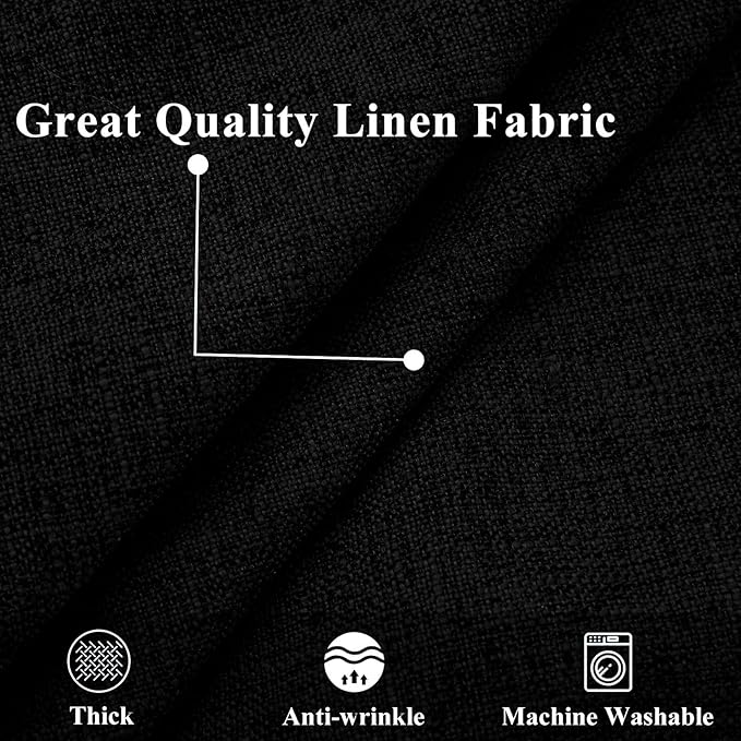 decorUhome Summer Decorative Throw Pillow Covers 24x24 Set of 2 Square Faux Linen Outdoor Neutral Farmhouse Euro Sham Pillow Covers with Stitched Edge for Couch Sofa Living Room, Black