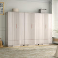 Yechen 67" Fluted Armoire Wardrobe Closet Set of 3 with Doors and Drawer, Wooden Wardrobe Closet Cabinet with Adjustable Shelve, Modern Small Armoires Storage Clothes, Coats for Bedroom, White, 3pcs