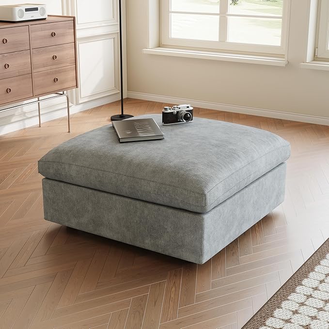 Modular Sectional Sofa Cloud Couch, Oversized 5 Seater Couch with Ottomans, Extra Large V Shaped Deep Seat Couches for Living Room, Sofa Covers Washable&Removable, Grey