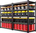 Set of 2 Garage Shelving Heavy Duty Storage Shelves, Adjustable Metal Shelving Unit, Utility Garage Organizer Shelf for Basement, Pantry, Kitchen, Warehouse,15.7" D x 35.4" W x 71.2" H, Black