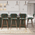 MALOL 26“ PU Leather Swivel Bar Stools Set of 4, Mid Century Counter Height Bar Chairs with Low Back and Metal Legs, Modern Bar Stool Chair for Kitchen Island, Green