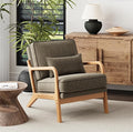 MALOL Accent Chair with Solid Wood Frame, Mid-Century Relaxing Armchair Lumbar Pillow& Soft Cushion, Reading Leisure Chair for Living Room, Bedroom, Waiting Room-Green