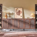 IFGET Modern Buffet Cabinet with Storage, 92.63" W Fluted Arched Sideboard Cabinet w/Adjustable Shelves, Wooden Modular Coffee Bar for Dining Room, Kitchen, Living Room, Entryway, Brown