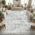 Homemate Washable Rug 10x12 Area Rugs - Vintage Faux Wool Rugs for Living Room Bedroom Dining Room - Non Slip Foldable Carpet Indoor Area Rug for Home Decor（10'x12', Grey