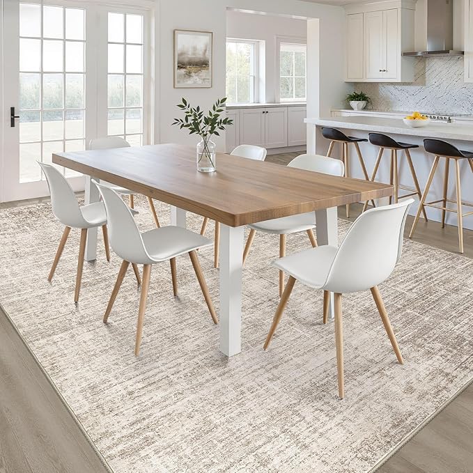 9x12 Area Rug Living Room: Washable Large Neutral Brown Rugs Abstract Soft Modern Stain Resistant Indoor Floor Non-Slip Carpet for Bedroom Nursery Kids Office Playroom Dining Room Under Table Home