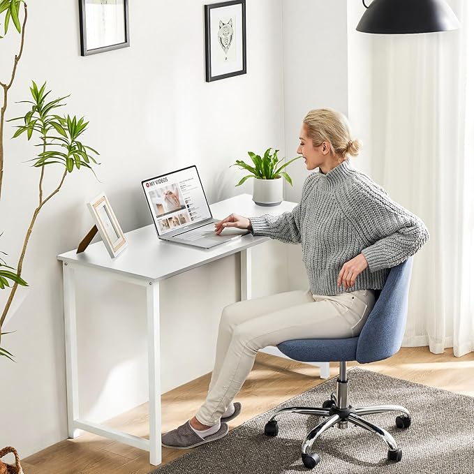 Sweetcrispy Small Computer Office Desk 32 Inch Student Study Writing Work with Metal Frame Wood Tabletop Modern Simple Home Bedroom PC Table - White, 2 Pack