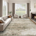 Washable Rug 8x10 Area Rugs for Living Room: Large Neutral Soft Rug Abstract Non Slip Low Pile Modern Carpet for Bedroom Kitchen Nursery Office Dining Room Indoor (Brown, 8'x10')