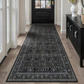 Dark 3x8 Hallway Runner Rug, Entryway Kitchen Runners Non Skid Washable 8 ft, Non Slip Ultra Thin Carpet Runner for Corridor Mudroom Foyer Bathroom Bedroom, Vintage Farmhouse Midnight