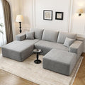 107.5" Cloud Modular Sectional Couch with 1 Ottoman,Modern Minimalist Upholstered Couches, Comfort U Shaped Sofa for Living Room,Deep Seat Corner Couch，No Assembly Required (Grey,Left Facing Chaise)