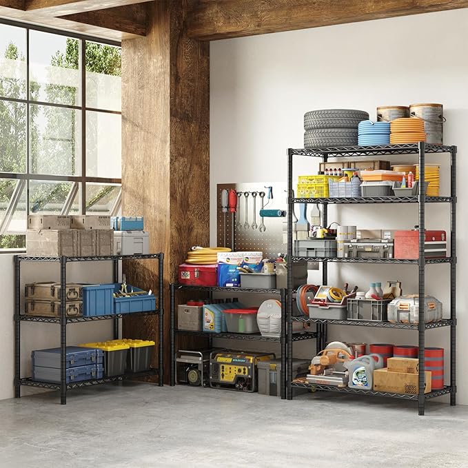ROOMTEC 5-Tier Heavy Duty Wire Shelving Unit, 40" W x 16" D x 72" H Garage Shelving, 2000 lbs Total Capacity Adjustable Storage Rack, Metal Shelf for Kitchen, Pantry, Laundry Room, Basement