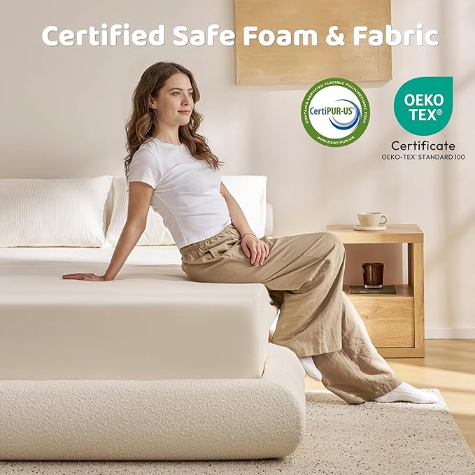 RECCI AirFrame Half-Moon Upholstered Queen Platform Bed Frame, Boucle Curved Arched Base, 5 Inch Fully Round Cushioned Foam, No Box Spring Needed, Easy Assembly | Round Shaped, Boucle, Low-profile, Soft