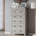 BORNOON Tall 5-Drawer Dresser, Modern Wooden Storage Chest of Drawers, Dresser TV Stand, Wood Drawer Organizer with Metal Handles for Bedroom, Living Room, Hallway