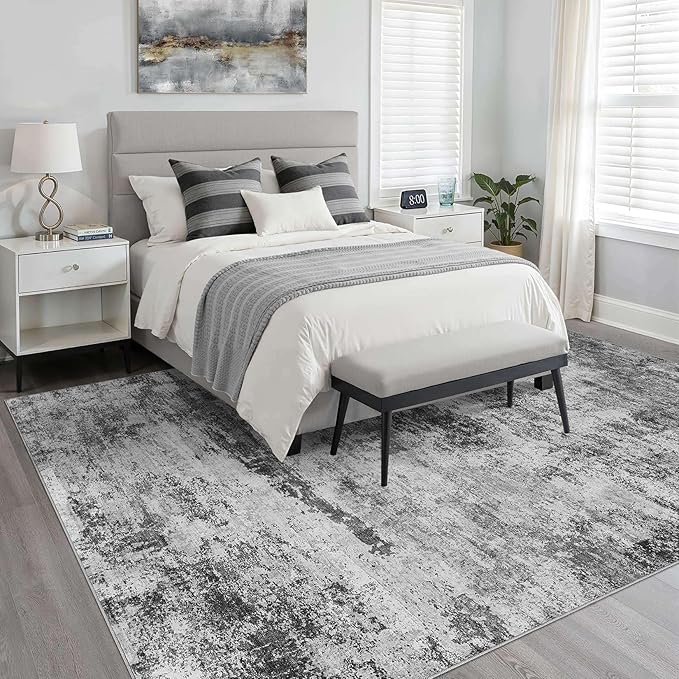 7X9 Area Rug Living Room: Washable Large Abstract Neutral Modern Soft Rugs Stain Resistant Indoor Floor Non-Slip Accent Carpet for Bedroom Nursery Playroom Dining Room Office Dorm Home House Decor