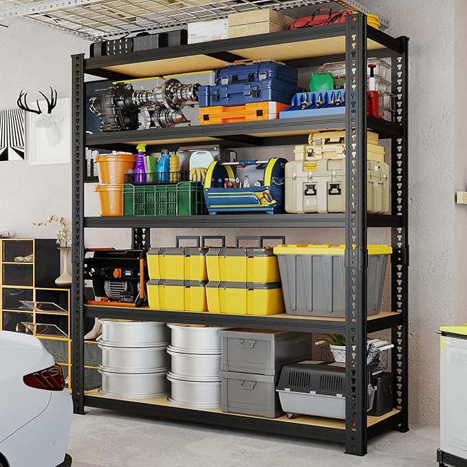 78'' H Garage Storage Shelves, Shelving Units and Storage, Heavy Duty Garage Shelving, Metal Shelves for Basement, Warehouse, Pantry, Closet, Kitchen, 78''H x 40''W x 16''D, 2200 LBS