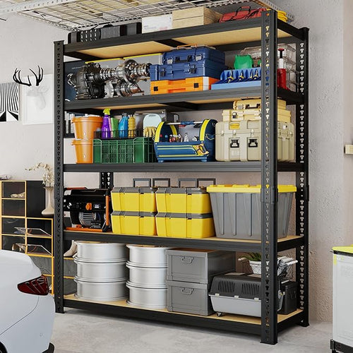 78'' H Garage Storage Shelves, Shelving Units and Storage, Heavy Duty Garage Shelving, Metal Shelves for Basement, Warehouse, Pantry, Closet, Kitchen, 78''H x 40''W x 16''D, 2200 LBS