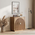 BELLEZE Modular Fluted Sideboard Buffet Cabinet with Storage, Mid-Century Modern Console Table with Symmetrical Arched Doors, Elegant Credenza for Dining Room, Kitchen, and Living Room, Caramel Brown