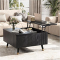 JOINICE 32" Square Lift Top Coffee Table with Storage, Modern Black Center Table for Living Room, Minimalist Wood Cocktail Table with Rising Desktop, Home Office