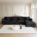 155.9" L Shape Cloud Modular Couches for Living Room, Modern Sectional Sofa with Chaise Ottomans, Deep Seat Couch Cushion Covers Washable&Removable, Sectional Sofas for Home Office Apartment (Black)