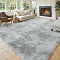 Area Rugs 9x12 Living Room, Large Area Rug Shag Shaggy Carpet Soft Plush Furry Bedside Rug, Machine Washable Area Rugs for Bedroom Kids Girls Boys Anti Slip(9 x 12, Light Grey Tie-Dyed)
