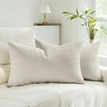 HAUSSY Natural Linen Throw Pillow Covers 12x20 Inch Set of 2,Boho Decorative Faux Linen Lumber Throw Pillows Cozy Farmhouse Accent Cushion Covers,Home Decor for Couch Sofa Bed Living Room