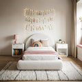 RECCI AirFrame Half-Moon Upholstered Twin Platform Bed Frame, Velvet Curved Arched Base with Headboard, 5 Inch Fully Round Cushioned Foam, No Box Spring Needed, Easy Assembly | Round Shaped, Boucle, Low-profile, Soft