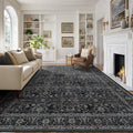 Vintage Dark 8x10 Area Rugs for Living Room, Retro Earth Tone Carpet Rug for Bedroom Dining Room, Low Pile Thin Washable Non Slip Room Carpet Rug for Home Office Guest Room Family Room