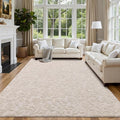 Vaukki 6x9 Area Rug for Living Room, Soft Fluffy Washable Modern Floral Indoor Floor Mat, Non Slip Shaggy Boho Accent Throw Carpet for Bedroom, Living Room, Nursery and Dining Room, Beige