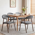 DUMOS Dining Chairs Set of 4, Linen Fabric Upholstered Kitchen Side Chairs with Curved Backrest & Metal Legs, Modern Farmhouse Accent Chairs for Dining Room Kitchen Living Room Cafe, Gray