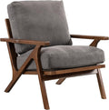 chairus Mid-Century Modern Accent Chair, Comfy Upholstered Lounge Armchair with Removable Cushions & Solid Wood Frame, Reading Chair for Living Room Bedroom Office, Grey Denim Fabric