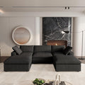 Cloud Modular Sectional Sofa Couch,120.45" U Shaped Convertible Couches with Storage Ottoman for Living Room,Minimalist Deep Sofa Couches,Sofa Covers Washable&Replaceable(Black)