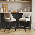 VKNOW Bar Stools Set of 2, 26" Upholstered Counter Height Bar Stools, Modern Counter Stools with Black Legs for Kitchen Island Dining Room Bar, Beige-Black Legs