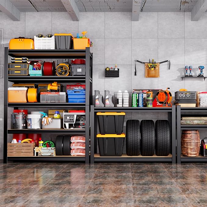 71"H-32"W-14"DGarage Shelving-5 Tier Garage Storage Shelves,Adjustable Heavy Duty Metal Shelving Unit and Storage Large Rack,Utility Steel Shelf For Warehouse Industrial Pantry Basement Organizers