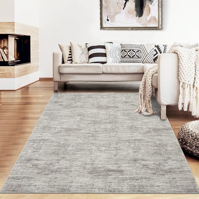 RUGSREAL Washable Rug 10x13 for Living Room Modern Abstract Area Rug Non-Slip Large Contemporary Bedroom Carpet Stain Resistant Aesthetic Accent Floor Carpet Foldable Solid Rug for Home Office, Taupe