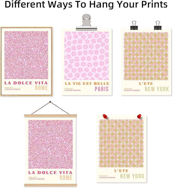 Pink Flower Market Wall Art Decor Aesthetic Abstract Canvas Floral Minimalist Wall Art Pictures Orange Floral Prints Artwork Botanical Flower Poster Colorful Painting 12x16 Inch Unframed set Of 3