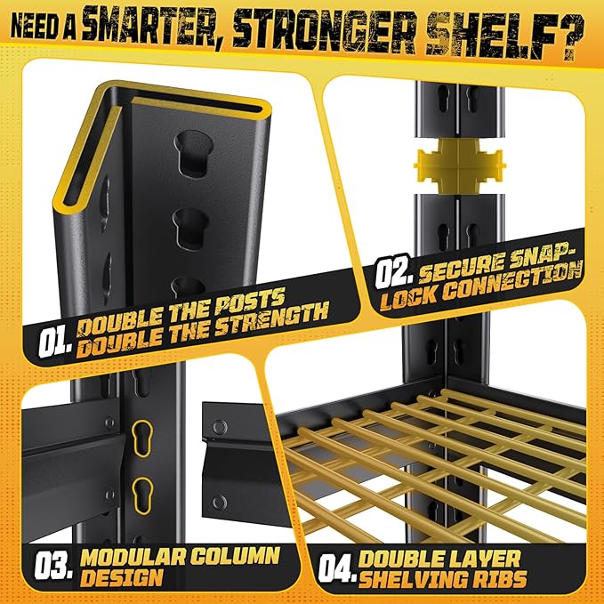 Garage Storage Shelves 5-Tier,Garage Storage System Shelves Adjustable,Storage Shelving for Basement,Pantry,Kitchen,Warehouse (1, 72" H x 59" W x 20" D)