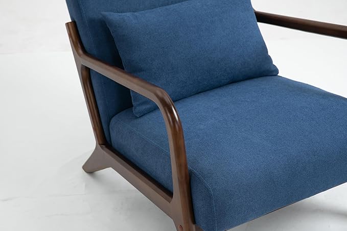 KEIKI Mid Century Modern Accent Chair, Modern Armchair with Sleek Wood Frame, Comes with Comfort Waist Pillow, Boho Decor