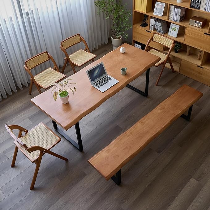 Stylish Brown Wooden Long Bench with Sturdy Metal Legs – Versatile Seating for Office, Restaurant, Living Room, and Meeting Room(Brown Bench, 63in)