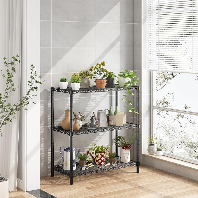ROOMTEC 3-Tier Heavy Duty Wire Shelving Unit, 40" W x 16" D x 40" H Garage Shelving, 1200 lbs Total Capacity Adjustable Storage Rack, Metal Shelf for Kitchen, Pantry, Laundry Room, Basement