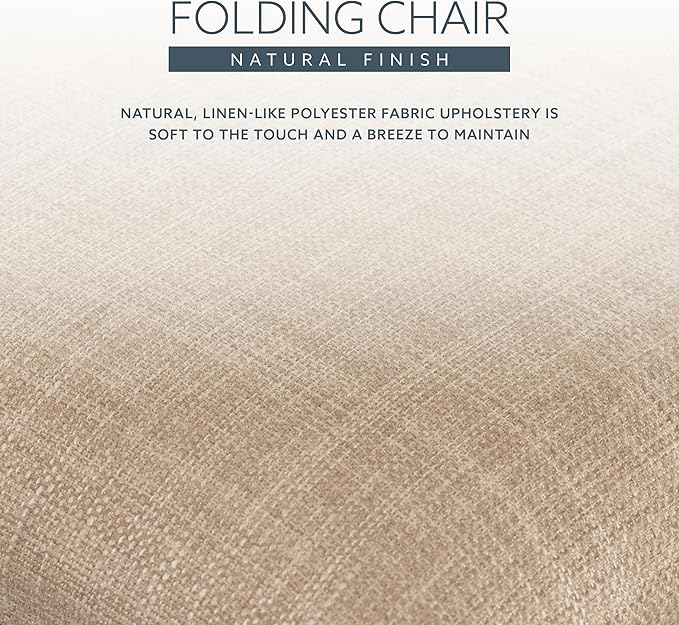 Bennett Natural Folding Chair with Rope Back and Linen Upholstered Seat Set of 2 by Linon