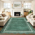 Garvee Scalloped Large Modern Christmas Area Rug 10x13 Washable Rug for Living Room, Non-Slip Soft Carpet for Bedroom, Scalloped Low-Pile Christmas Print Accent Rug for Dining Room Home Office, Green