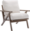 chairus Mid-Century Modern White Linen Accent Chair, Comfy Upholstered Lounge Armchair with Removable Cushions & Solid Wood Frame, Fabric Reading Chair for Living Room Bedroom Office