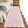 GarveeHome Scalloped Washable Runner Rug 2x6 Runner Non Slip Kitchen Rug Modern Pink Rug Entryway Rug Farmhouse Soft Bathroom Rugs Stain Resistant Carpet for Hallway Laundry Bedroom 2'x6' Pink