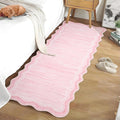 Garvee Washable Runner Rug 2x6 Scalloped Rugs for Bathroom Modern Kitchen Hallway Rugs Stain-Resistant Non-Slip Solid Rug Soft Scalloped Entryway Carpet Runner for Bathroom Laundry Bedside(Pink,2x6ft)