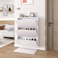 LUCYPAL White Shoe Cabinet Storage for Entryway,Slim Shoe Cabinets with 3 Flip Drawers,Metal Hidden Wall Shoe Cabinet for Living Room,Bedroom,Apartment 43" H*31.5" W*6" D