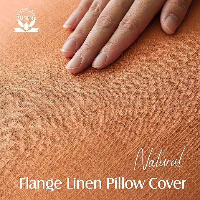 Foindtower Pack of 2, Decorative Linen Soild Throw Pillow Covers Soft Accent Lumbar Cushion Case Boho Farmhouse Pillowcase for Chair Couch Sofa Bedroom Living Room Home Decor 12 x 20 Inch Dusty Orange