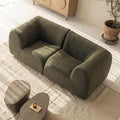 Loveseat Modular Sofa, 2-Piece Curved Sectional Couches with High-Density Foam, Boneless Sherpa Deep Seat Couch with Armrest, Cloud Soft Lounge Modern Sofas for Living Room – No Assembly, Green
