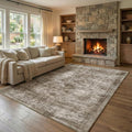 Homemate Washable Rug 6x9 Area Rugs - Vintage Faux Wool Rugs for Living Room Bedroom Dining Room - Non Slip Foldable Carpet Indoor Area Rug for Home Decor（6'x9', Brown