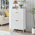 Shoe Cabinet Storage with 2 Flip Drawers, Narrow Hidden Shoes Organizer Cabinet for Entryway, Freestanding Slim Shoe Rack Front Door Entrance(White)