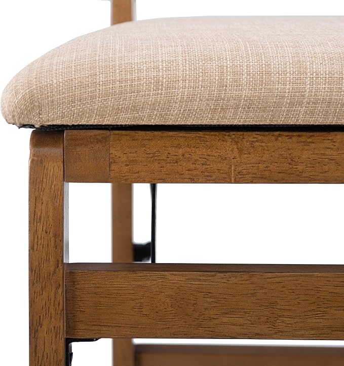 Bennett Natural Folding Chair with Rope Back and Linen Upholstered Seat Set of 2 by Linon